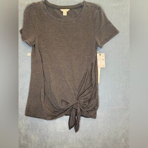 Caslon Charcoal Tie-Front Short Sleeve‎ Tee NWT SIZE XS